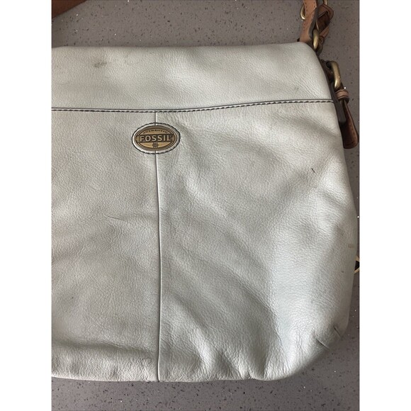 FOSSIL Explorer Flap Foldover Hobo Light blue Leather Slouch Shoulder Bag - Picture 3 of 16